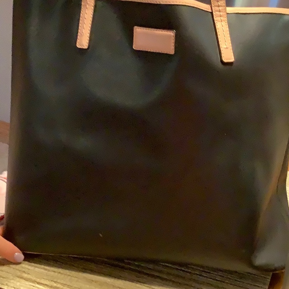 Black Coach Tote Bag with Tan Handles